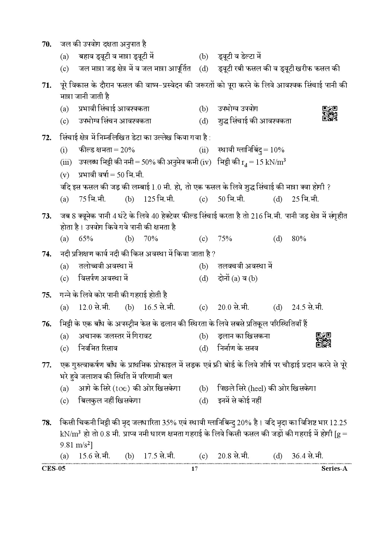 Uttarakhand Combined State Engineering Service Exam 2021 Civil Engineering Paper II 17