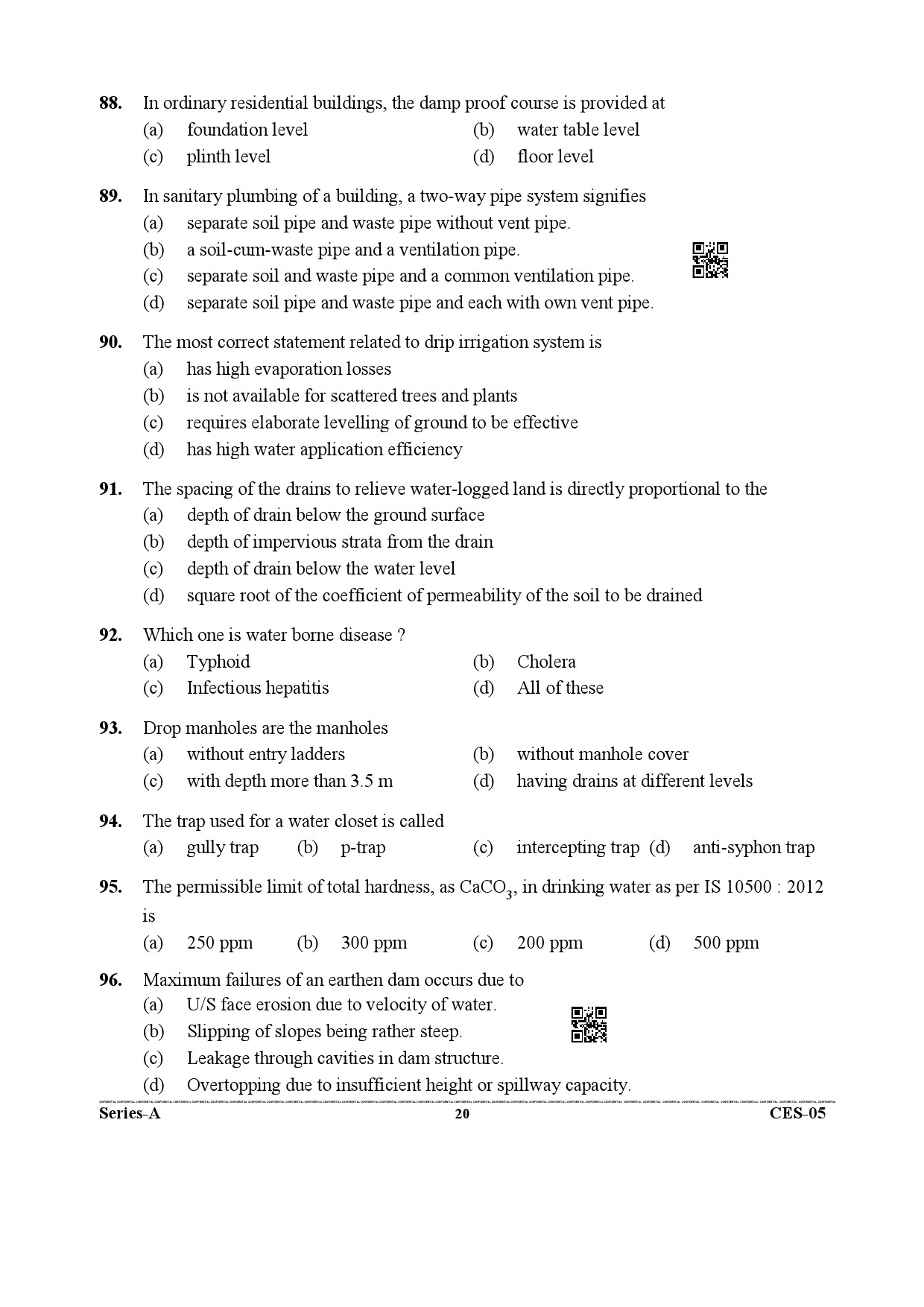 Uttarakhand Combined State Engineering Service Exam 2021 Civil Engineering Paper II 20