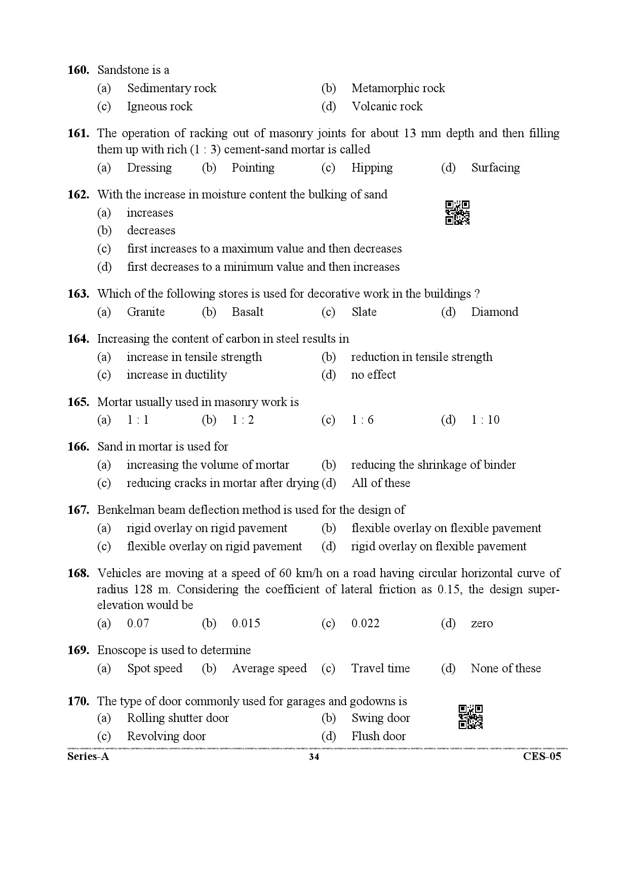 Uttarakhand Combined State Engineering Service Exam 2021 Civil Engineering Paper II 34