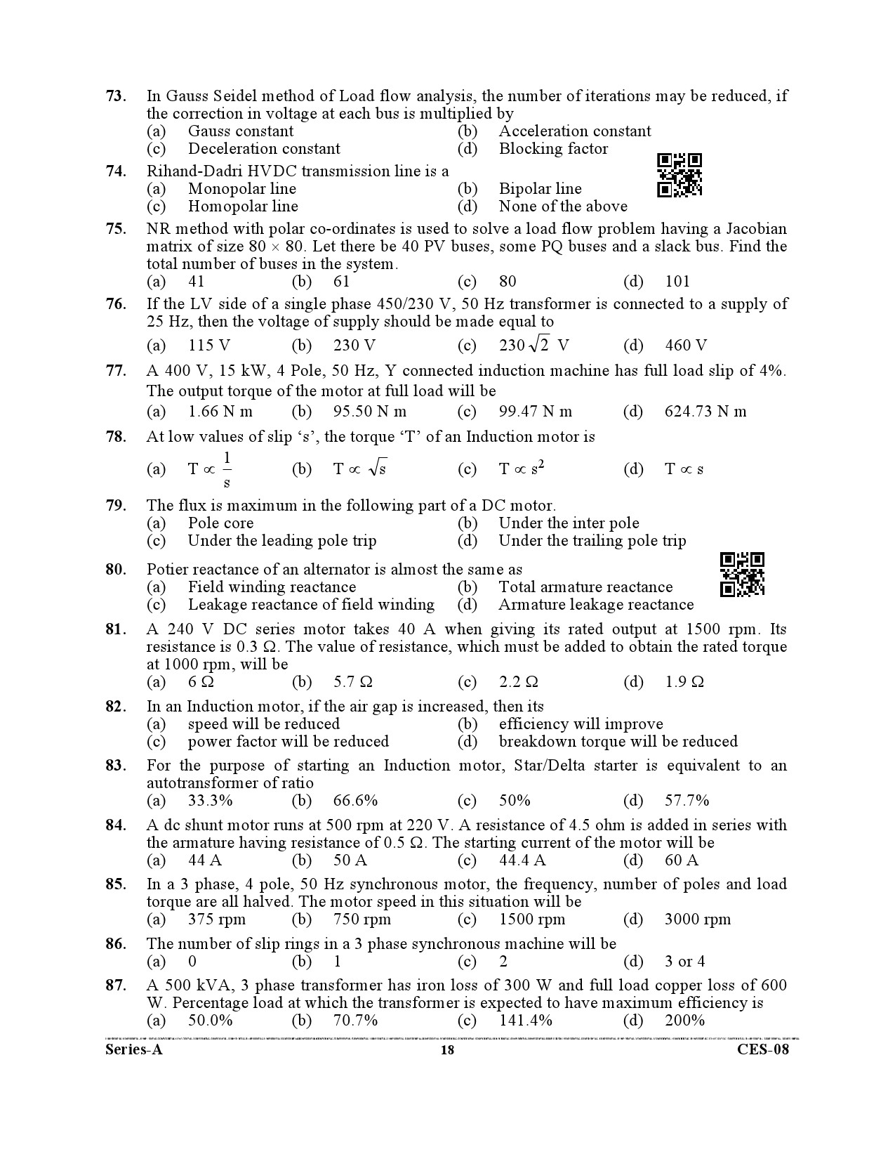 Uttarakhand Combined State Engineering Service Exam 2021 Electrical Engineering Paper I 18