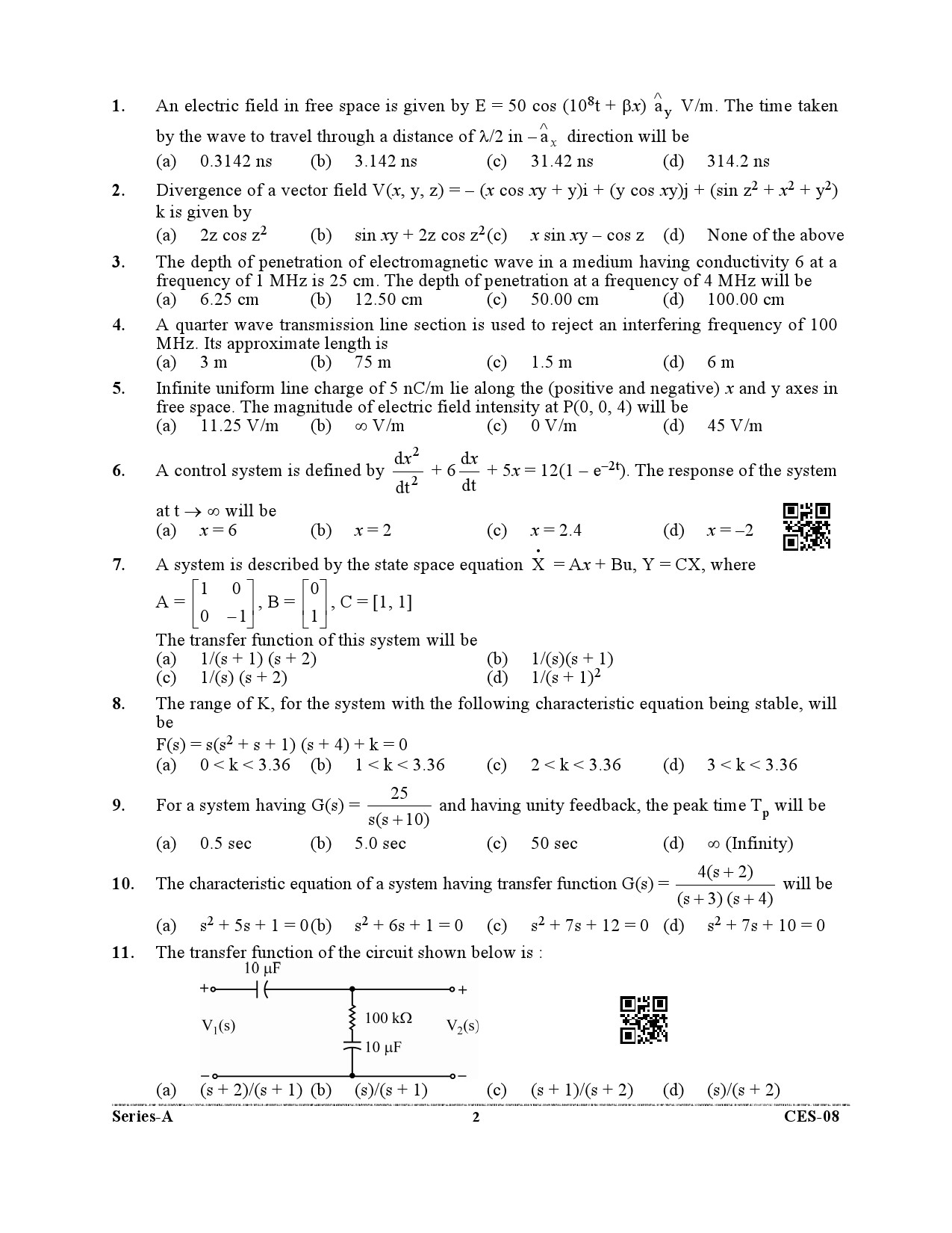 Uttarakhand Combined State Engineering Service Exam 2021 Electrical Engineering Paper I 2