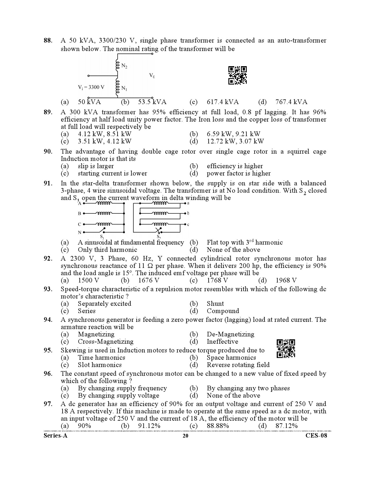 Uttarakhand Combined State Engineering Service Exam 2021 Electrical Engineering Paper I 20