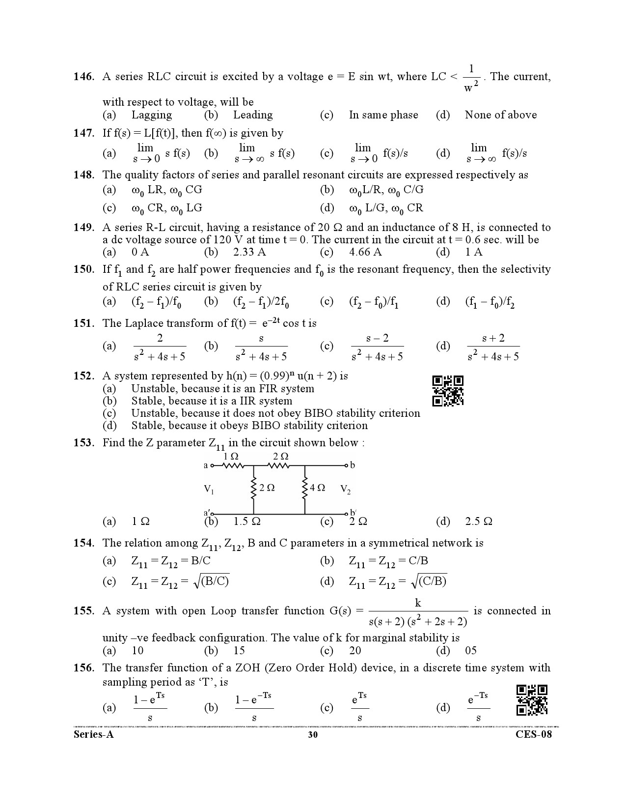 Uttarakhand Combined State Engineering Service Exam 2021 Electrical Engineering Paper I 30