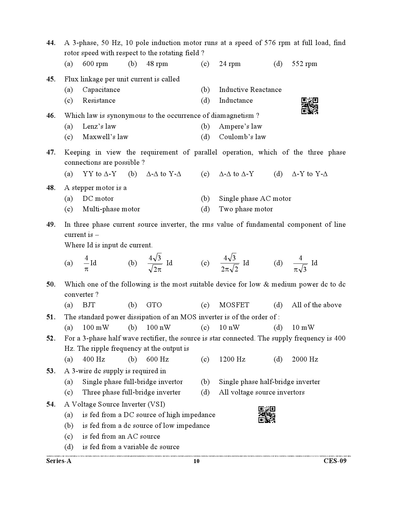 Uttarakhand Combined State Engineering Service Exam 2021 Electrical Engineering Paper II 10