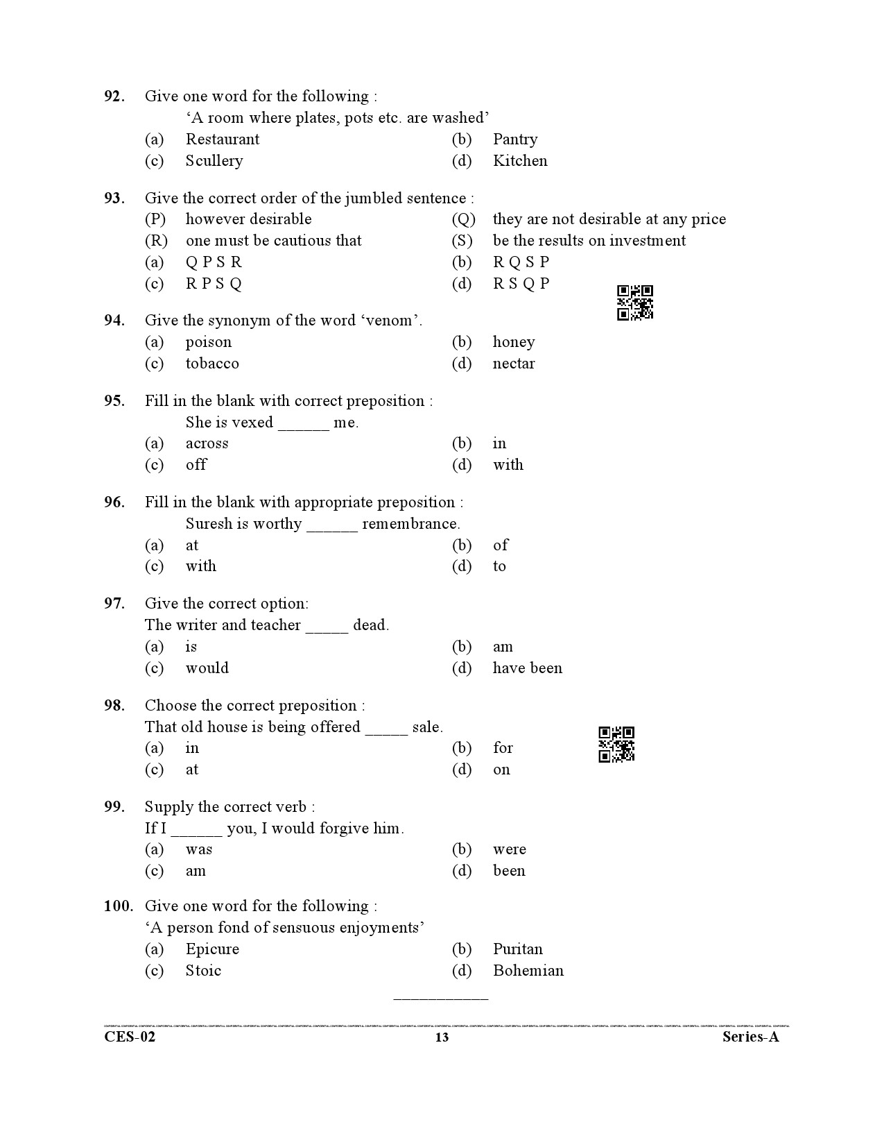 Uttarakhand Combined State Engineering Service Exam 2021 General English 13