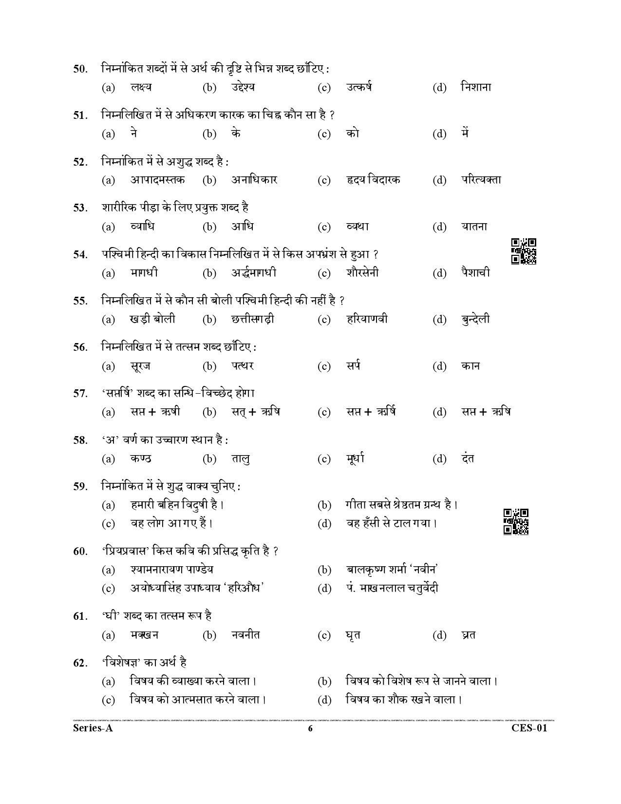 Uttarakhand Combined State Engineering Service Exam 2021 General Hindi 6