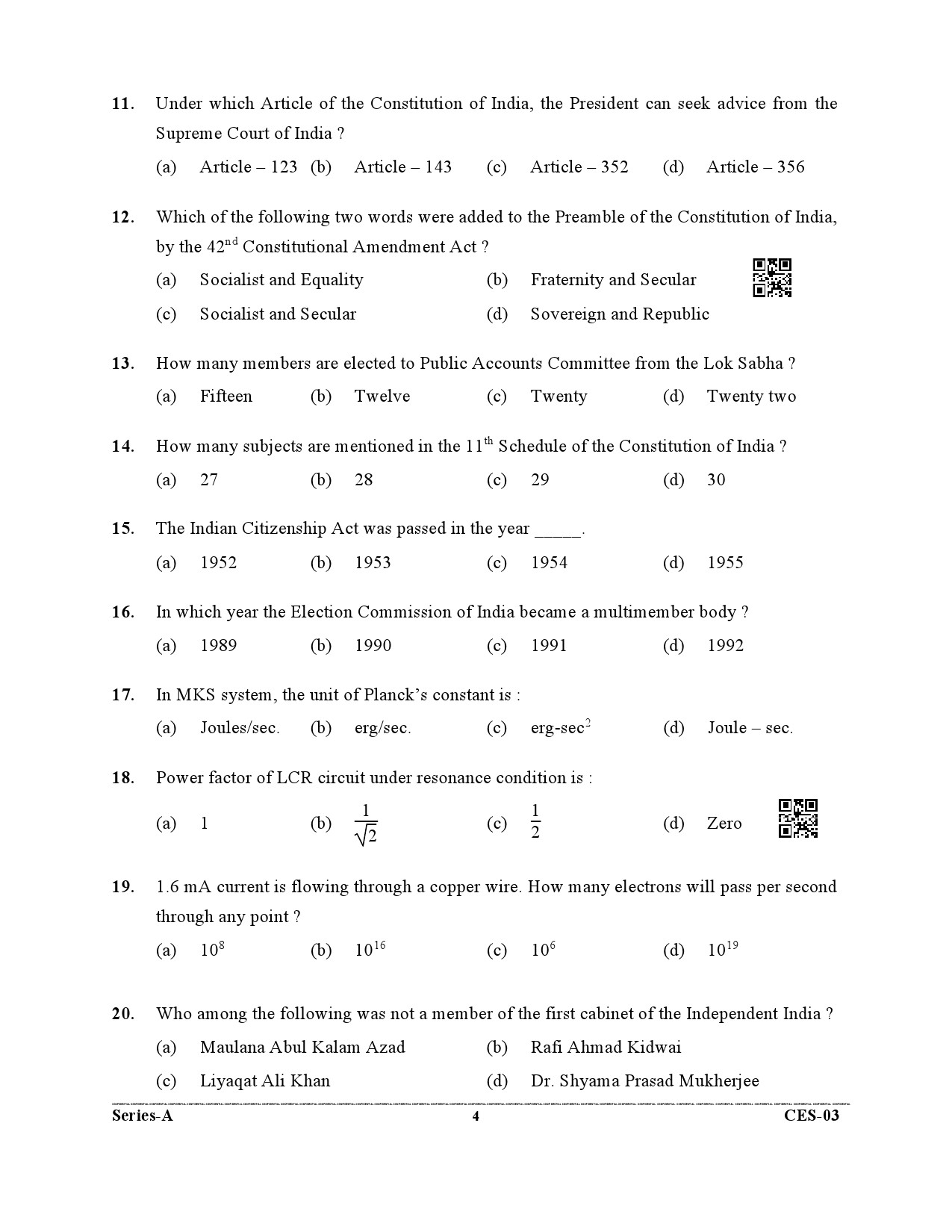 Uttarakhand Combined State Engineering Service Exam 2021 General Studies 4