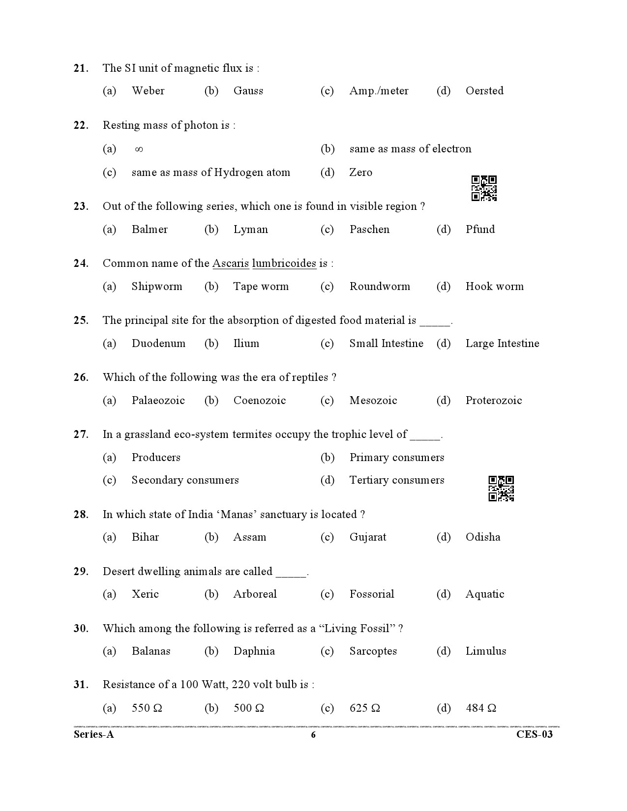 Uttarakhand Combined State Engineering Service Exam 2021 General Studies 6