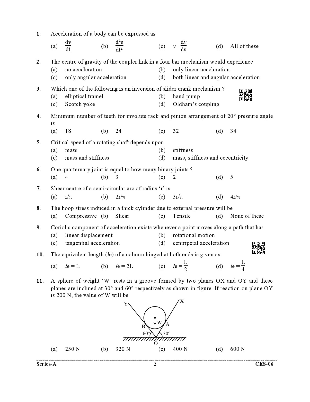 Uttarakhand Combined State Engineering Service Exam 2021 Mechanical Engineering Paper I 2