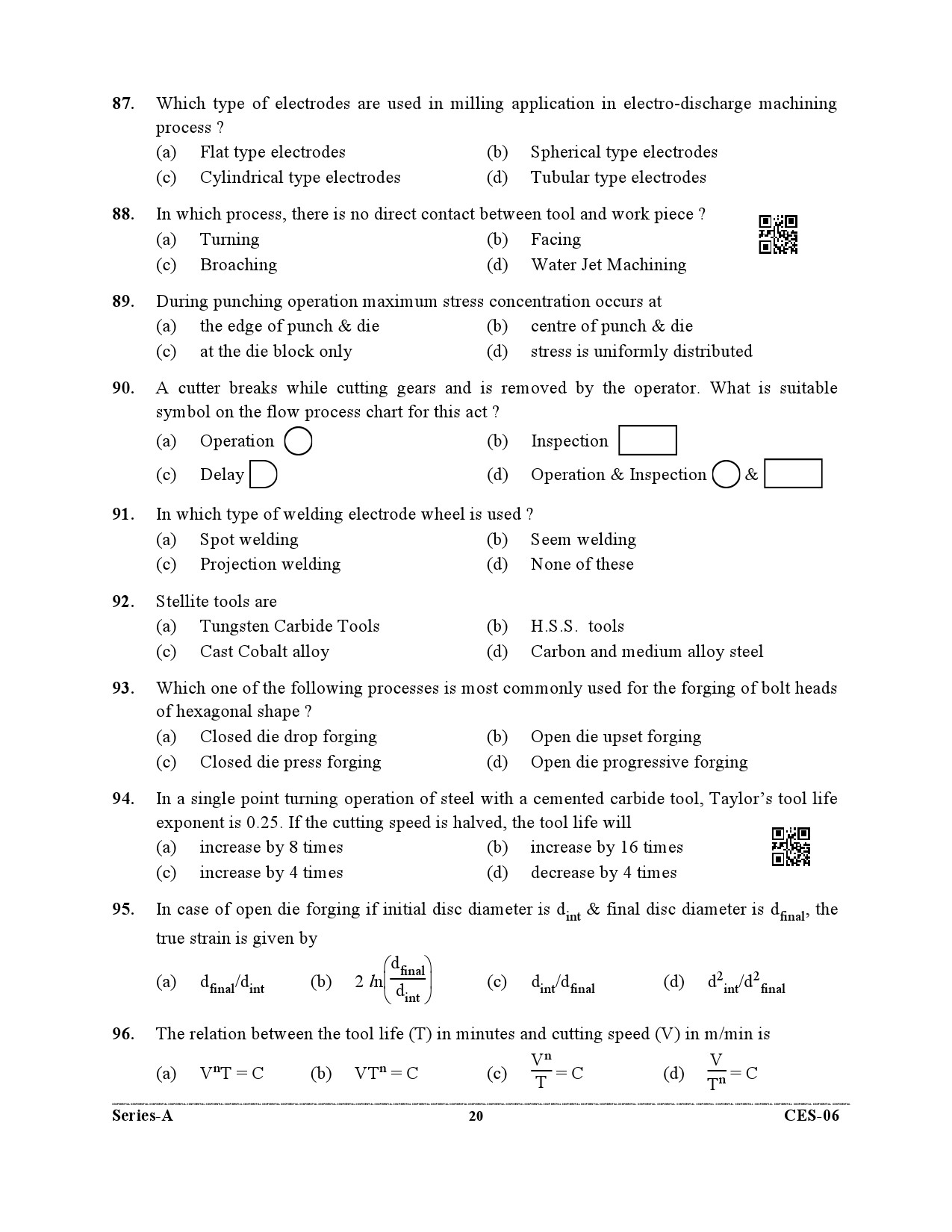 Uttarakhand Combined State Engineering Service Exam 2021 Mechanical Engineering Paper I 20