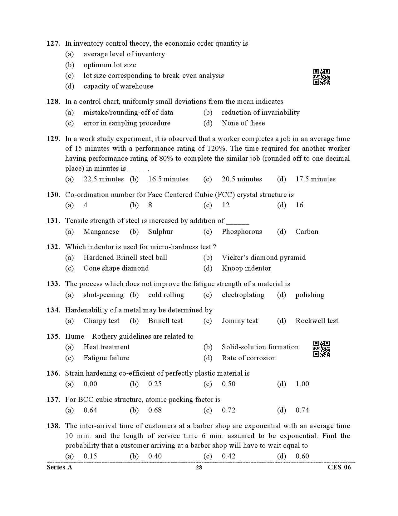 Uttarakhand Combined State Engineering Service Exam 2021 Mechanical Engineering Paper I 28