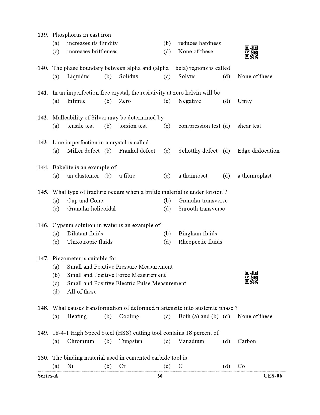 Uttarakhand Combined State Engineering Service Exam 2021 Mechanical Engineering Paper I 30