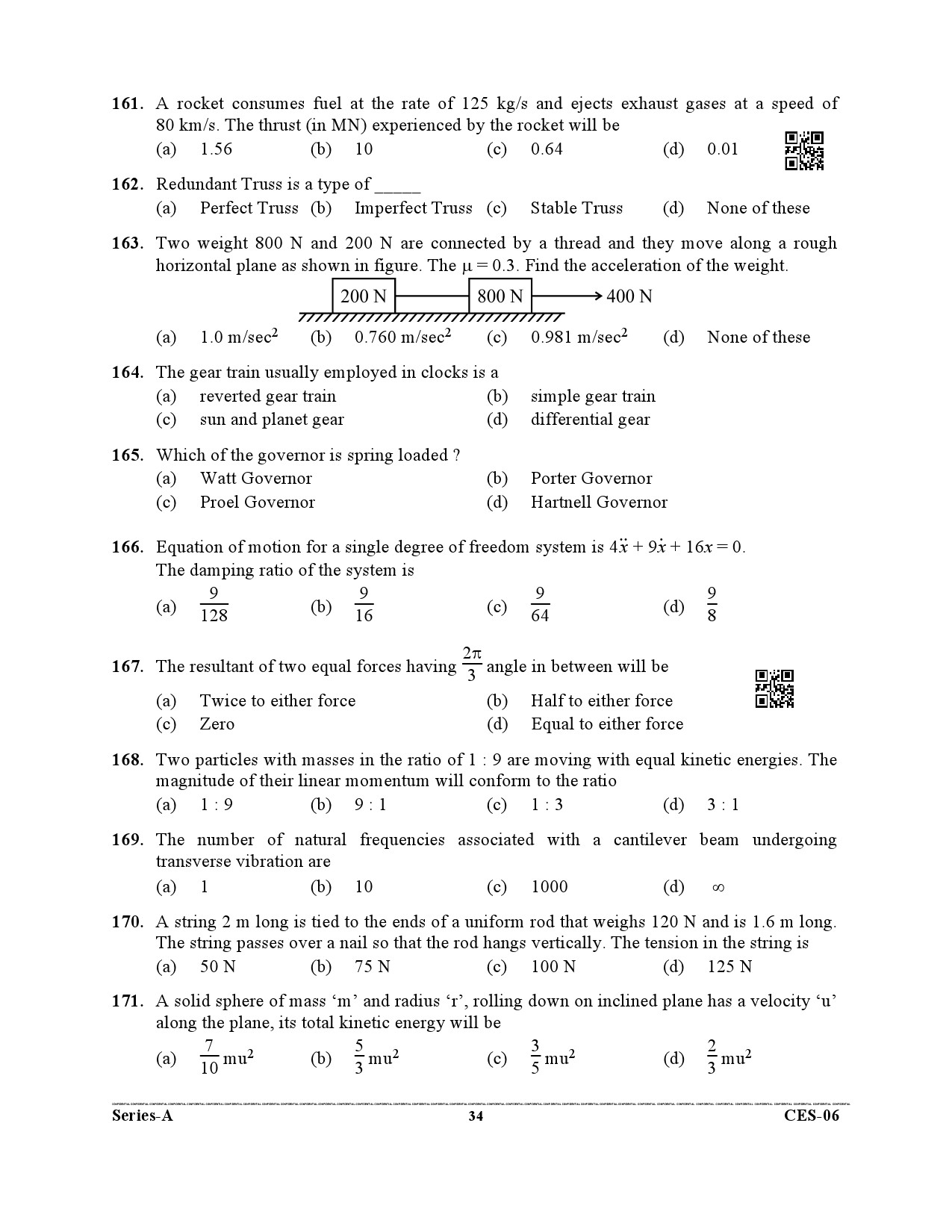 Uttarakhand Combined State Engineering Service Exam 2021 Mechanical Engineering Paper I 34