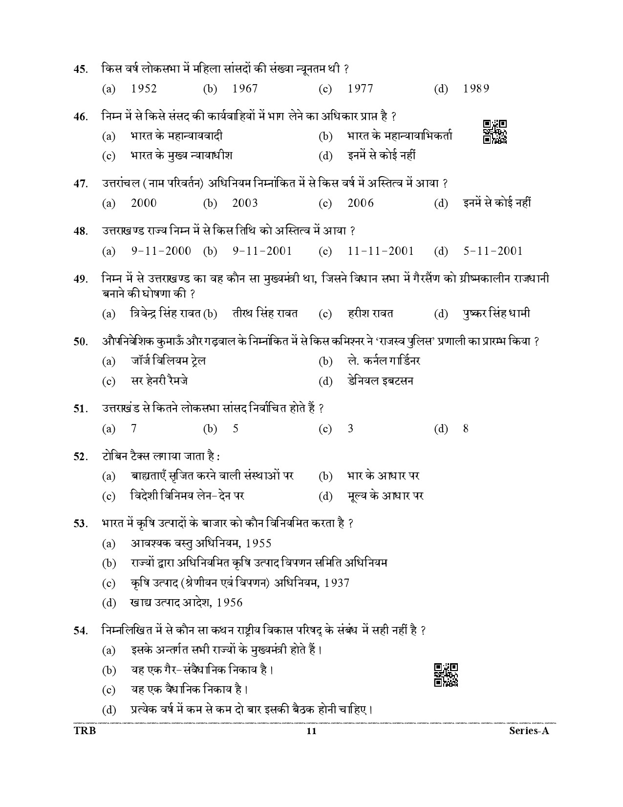 Uttarakhand Combined State Upper Subordinate Services Prelim Exam 2021 Paper I 11