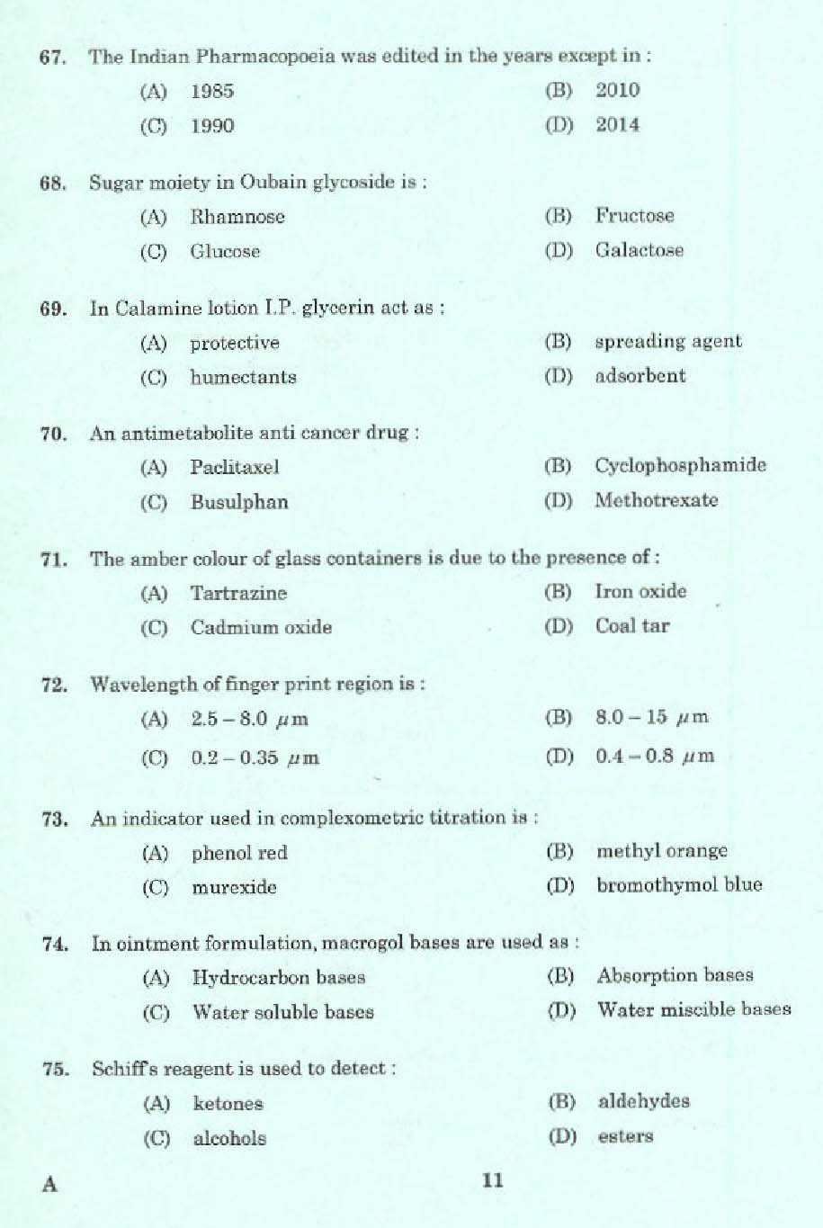 Kerala PSC Pharma Chemist Exam Code 982014 9