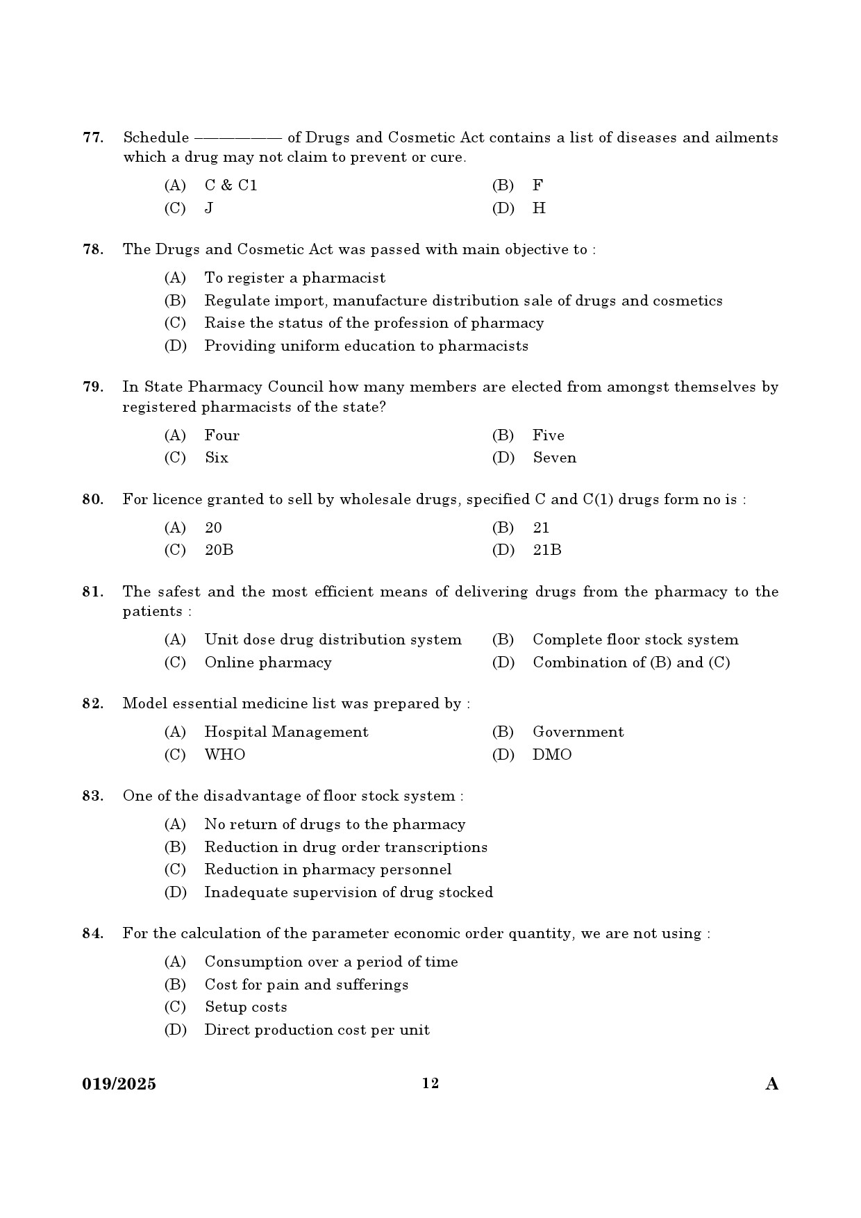 KPSC Pharmacist Grade II Exam 2025 Code 192025 10