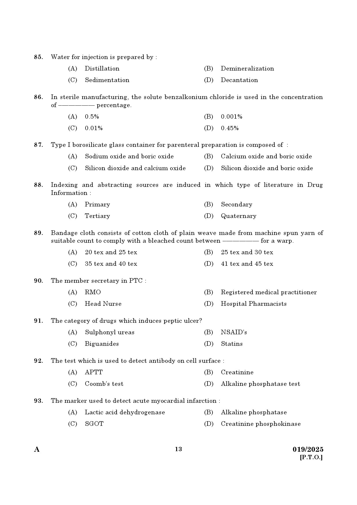 KPSC Pharmacist Grade II Exam 2025 Code 192025 11