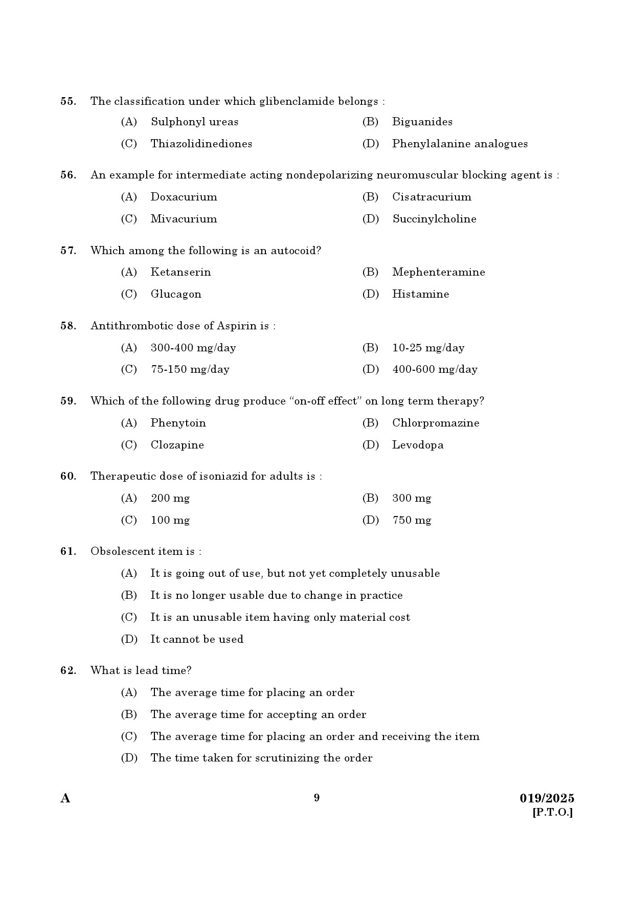 KPSC Pharmacist Grade II Exam 2025 Code 192025 7