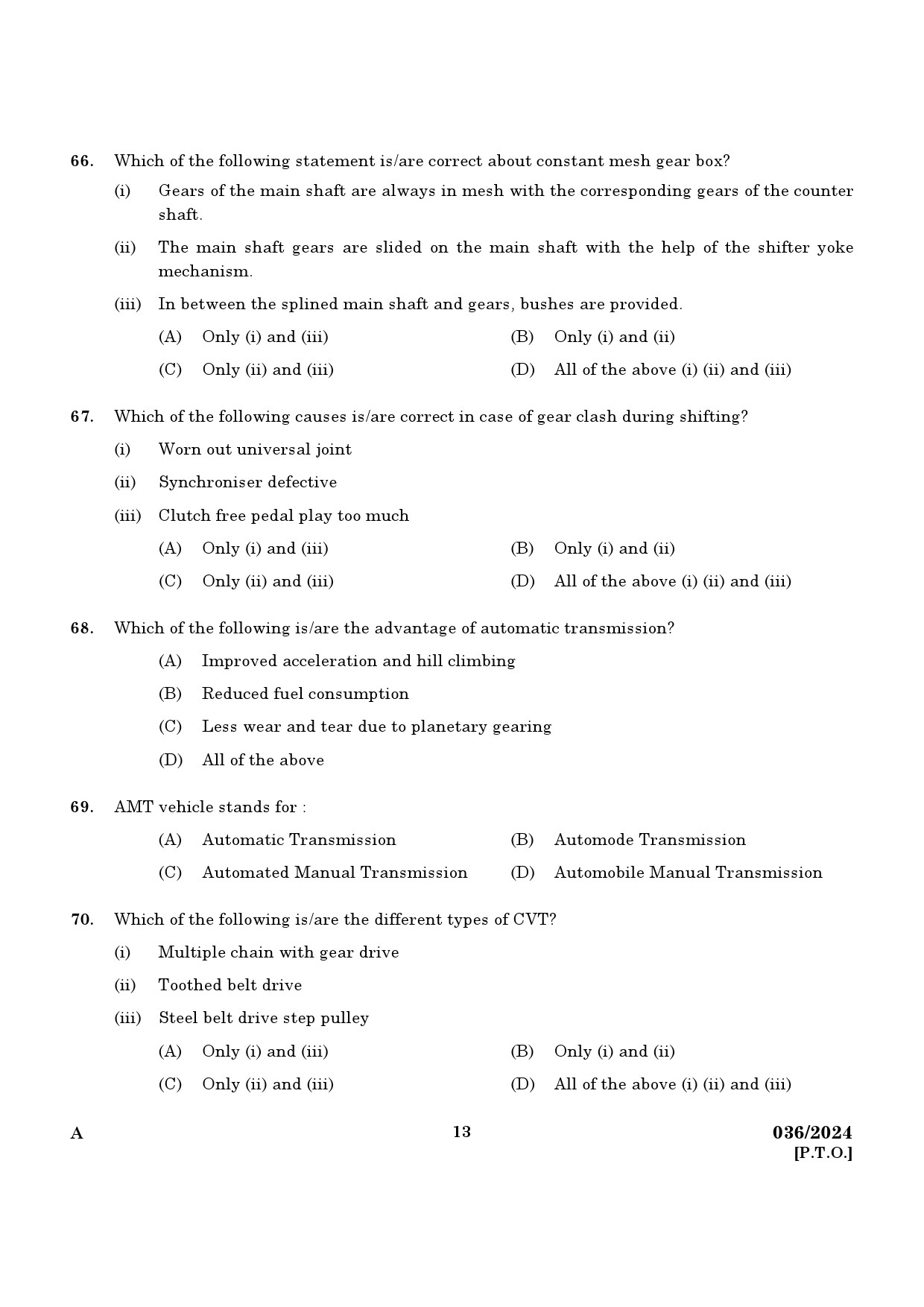 KPSC Mechanic Police Constable Exam 2024 Code 0362024 11