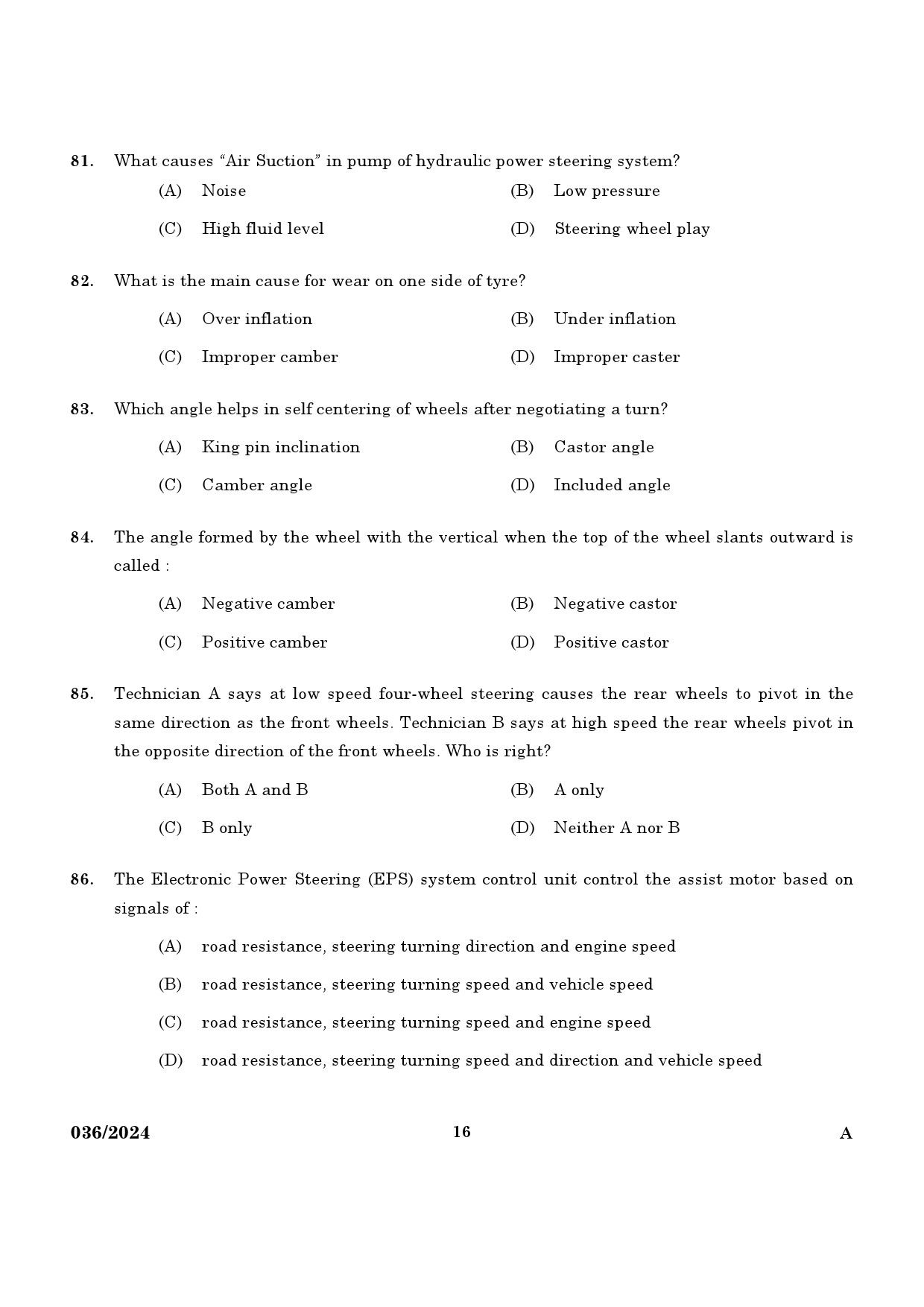 KPSC Mechanic Police Constable Exam 2024 Code 0362024 14