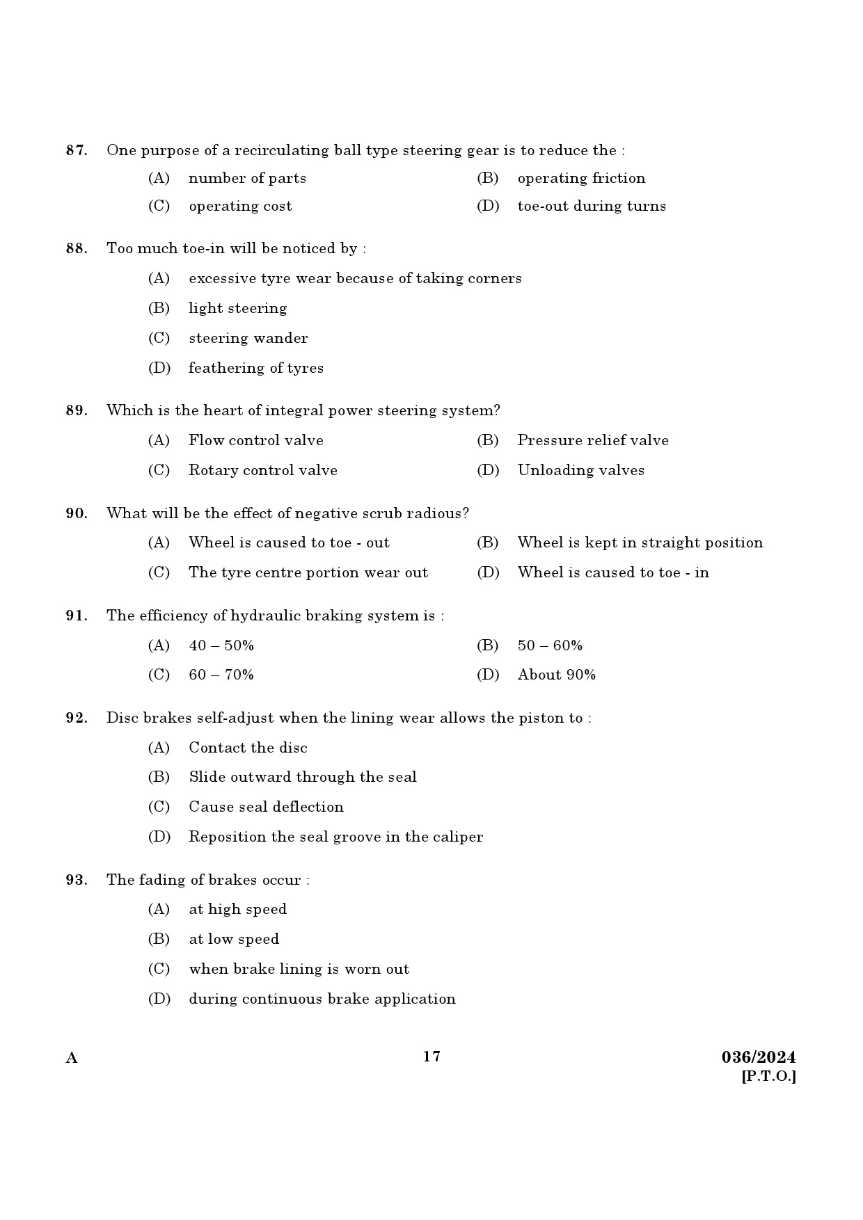 KPSC Mechanic Police Constable Exam 2024 Code 0362024 15