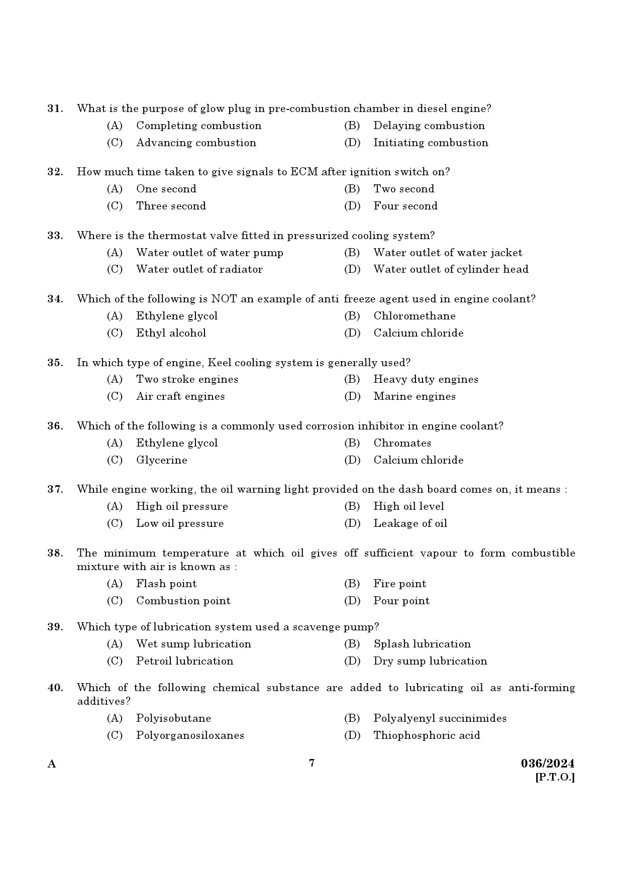 KPSC Mechanic Police Constable Exam 2024 Code 0362024 5