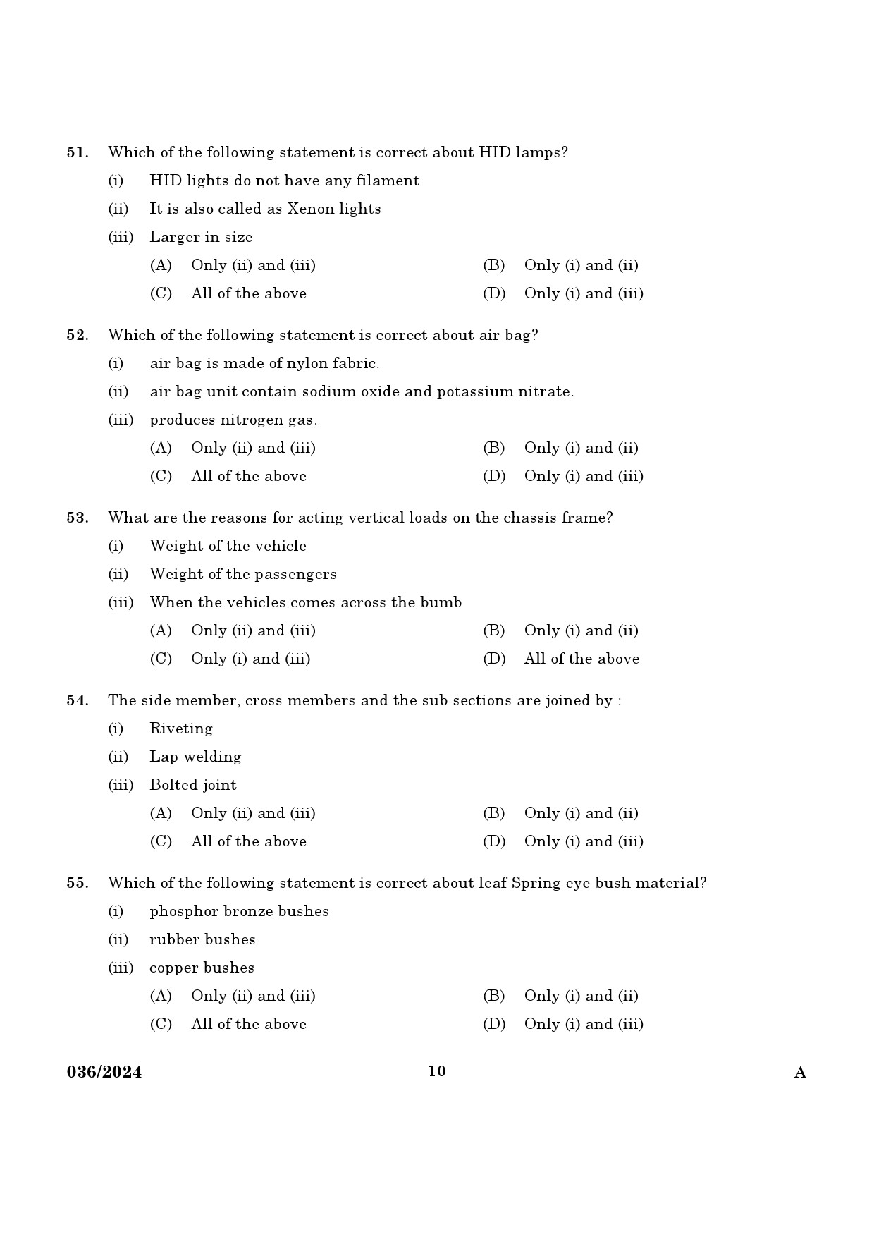 KPSC Mechanic Police Constable Exam 2024 Code 0362024 8