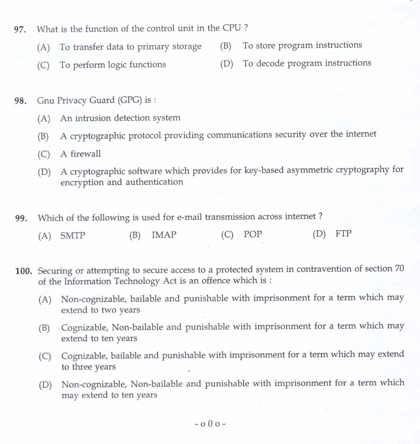 KPSC Sub Inspector of Police Exam 2015 Code 1692015 12