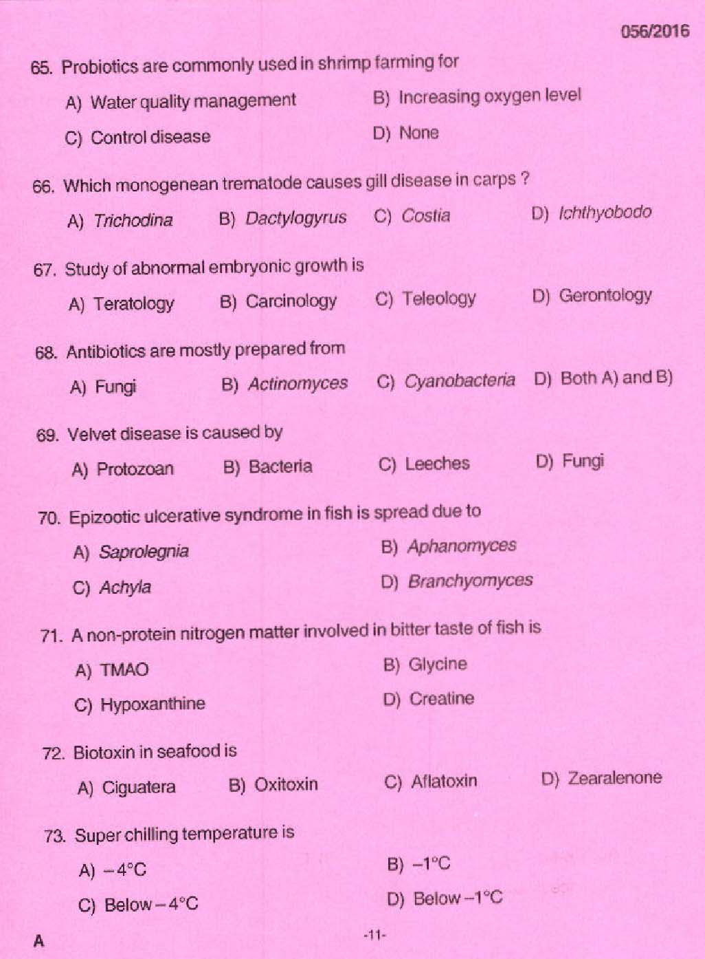 KPSC Research Assistant Chemistry Exam Question 0562016 9