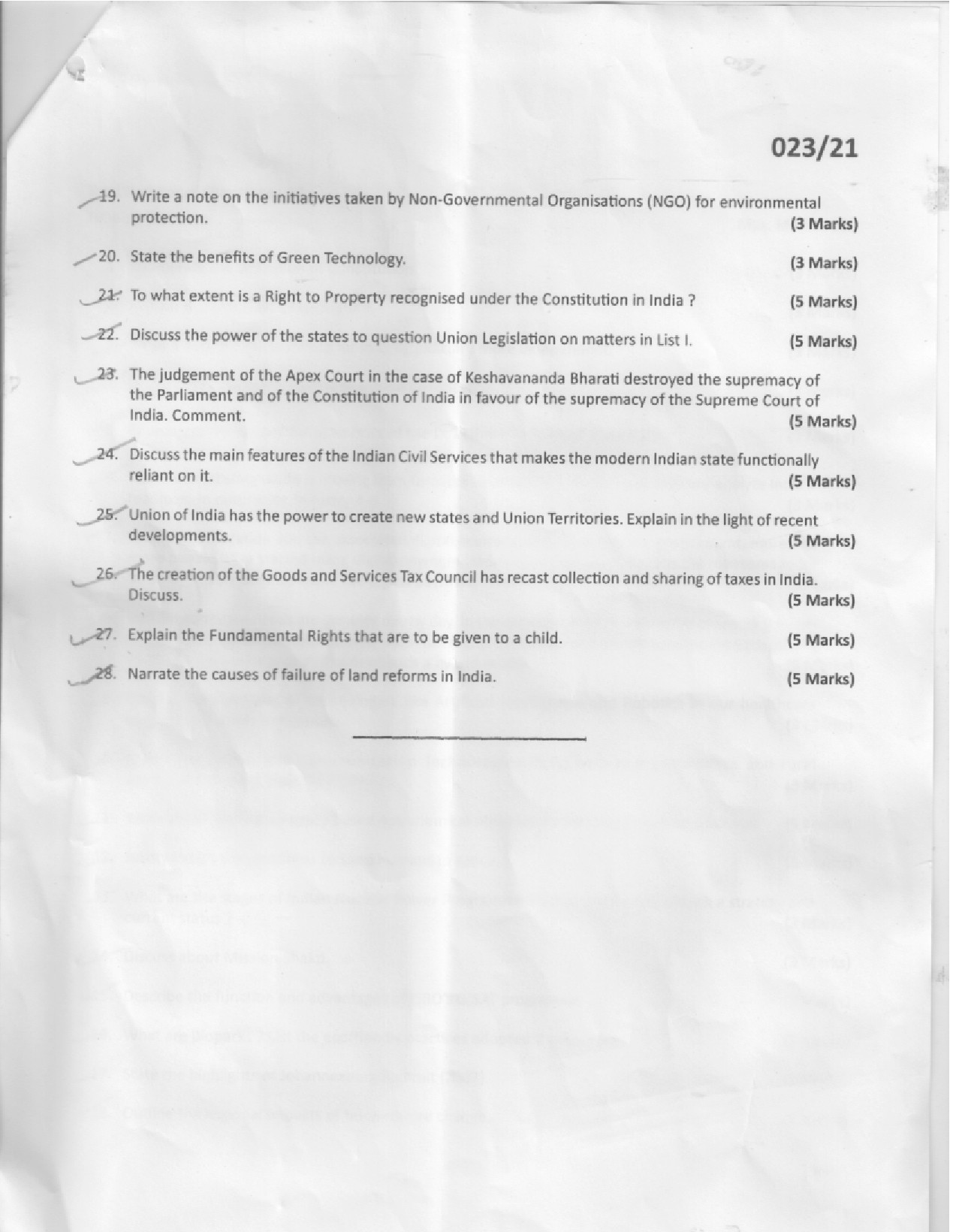 KAS Descriptive Question Paper Stream III Paper 2 2020 Code 02321 2