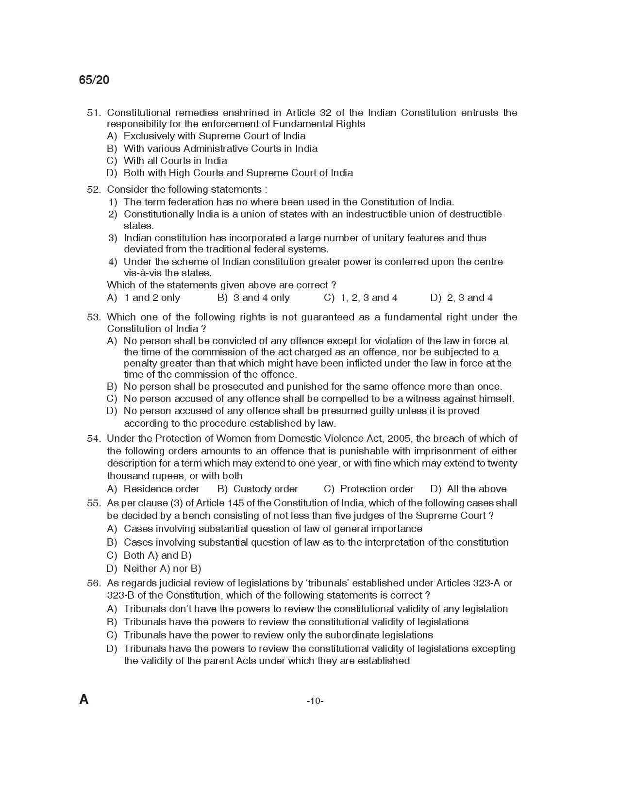KAS Officer Paper 1 Exam 2020 Code 652020 9