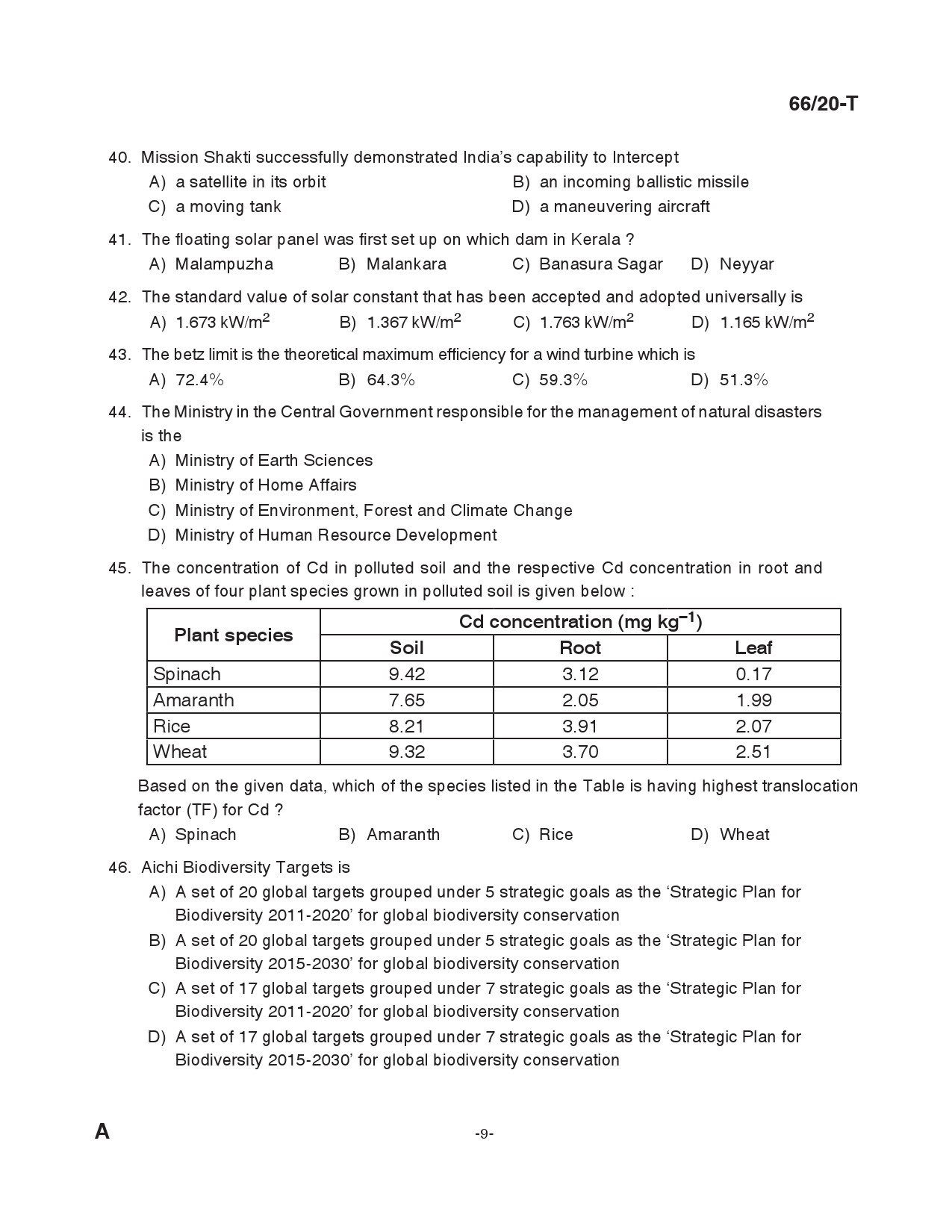 KAS Officer Paper II Tamil Exam 2020 Code 662020 T 8