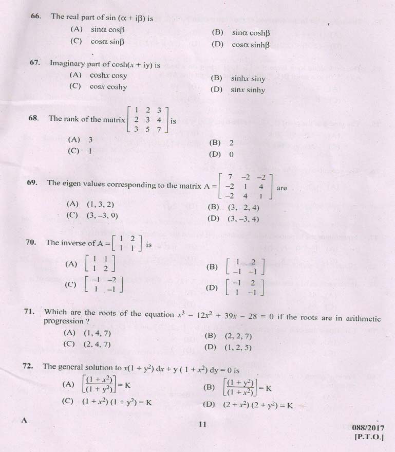 Kerala PSC Station Officer Exam Question Code 0882017 10