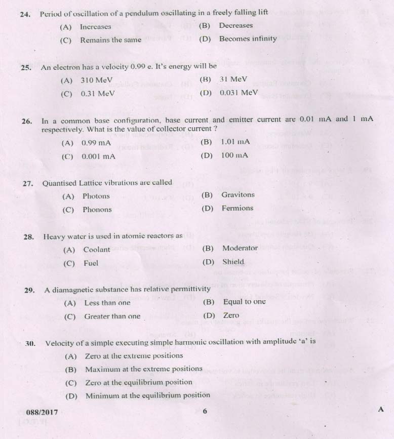 Kerala PSC Station Officer Exam Question Code 0882017 5