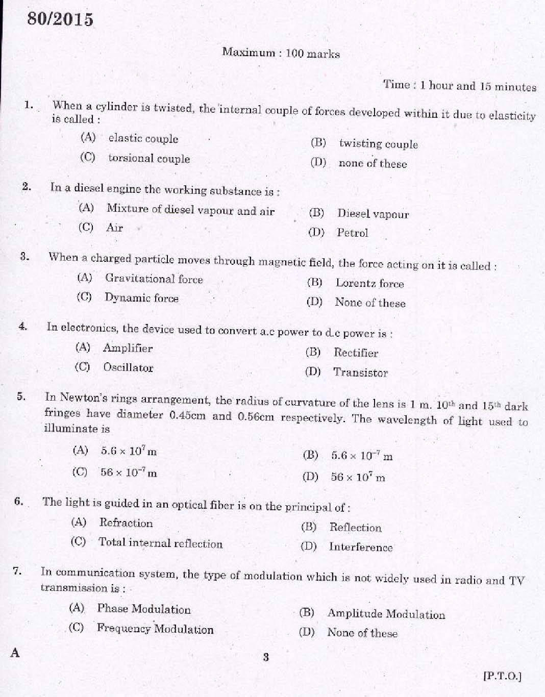 Kerala PSC Station Officer Exam Question Code 802015 1