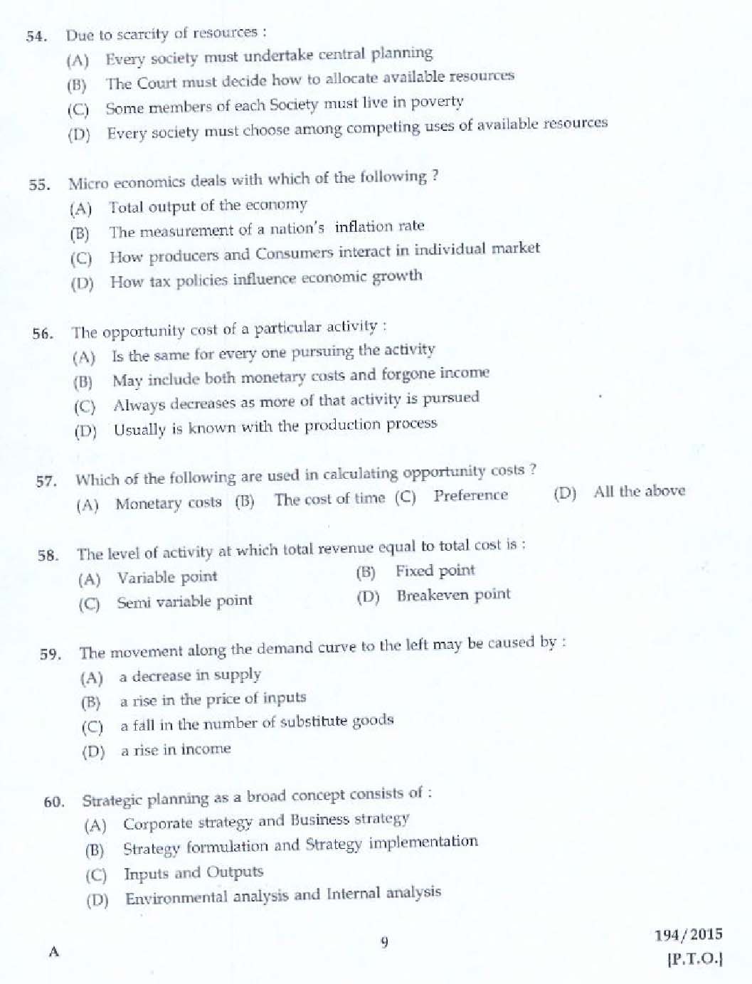 Kerala PSC Store Keeper Exam Question Code 1942015 5