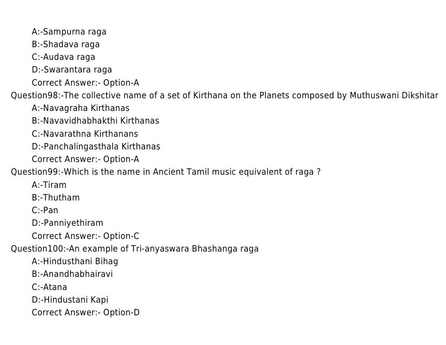 Kerala PSC Music Teacher UP Question Code 342017OL 11