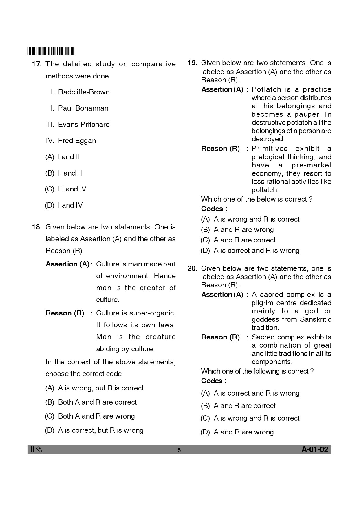 Telangana SET Anthropology 2012 Question Paper II 4