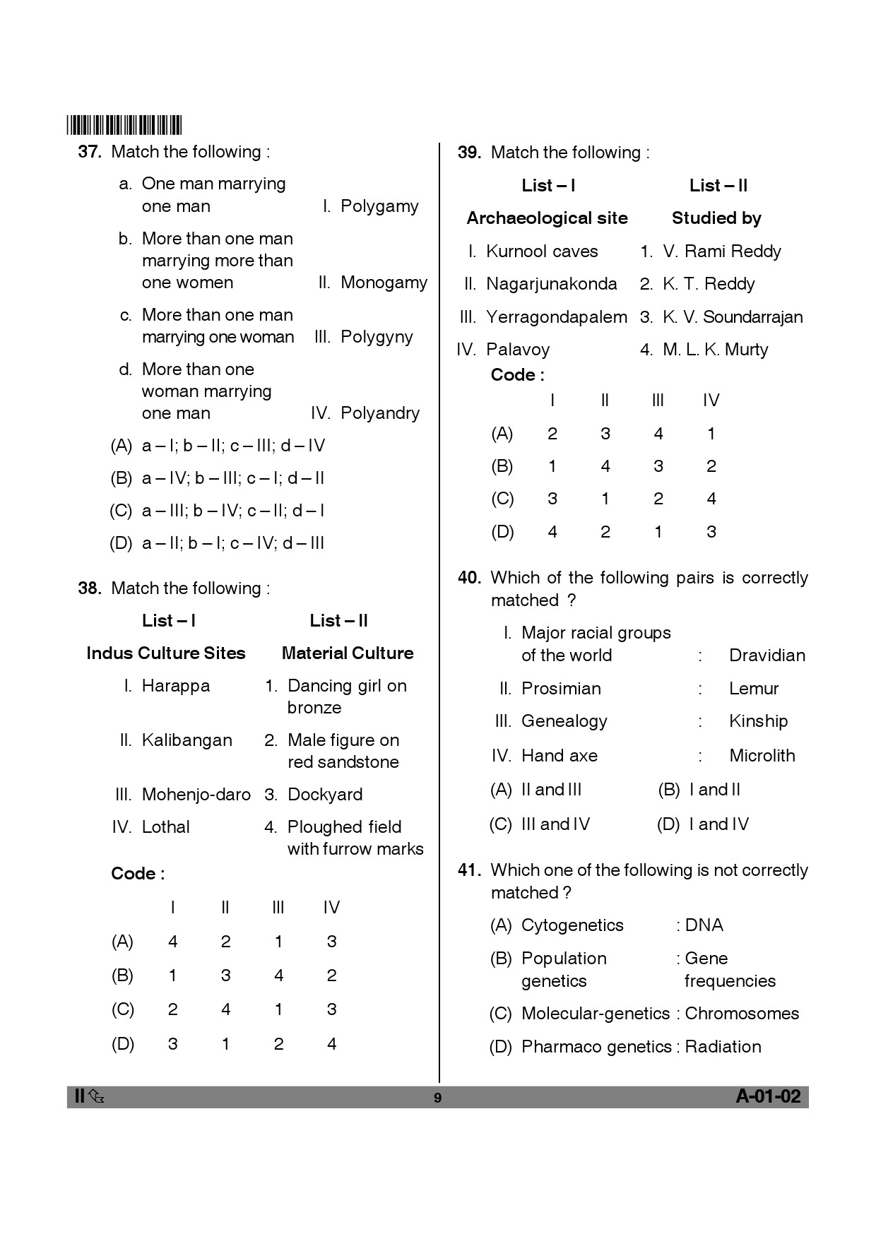 Telangana SET Anthropology 2012 Question Paper II 8