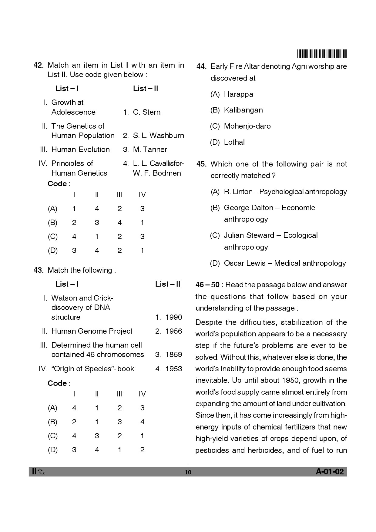 Telangana SET Anthropology 2012 Question Paper II 9