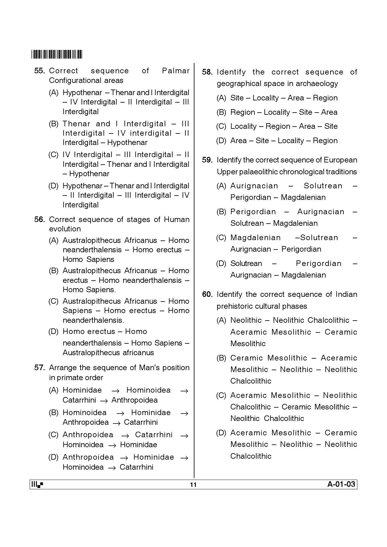 Telangana SET Anthropology 2012 Question Paper III 10