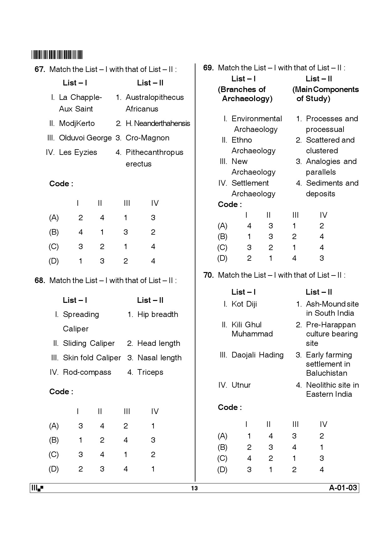 Telangana SET Anthropology 2012 Question Paper III 12