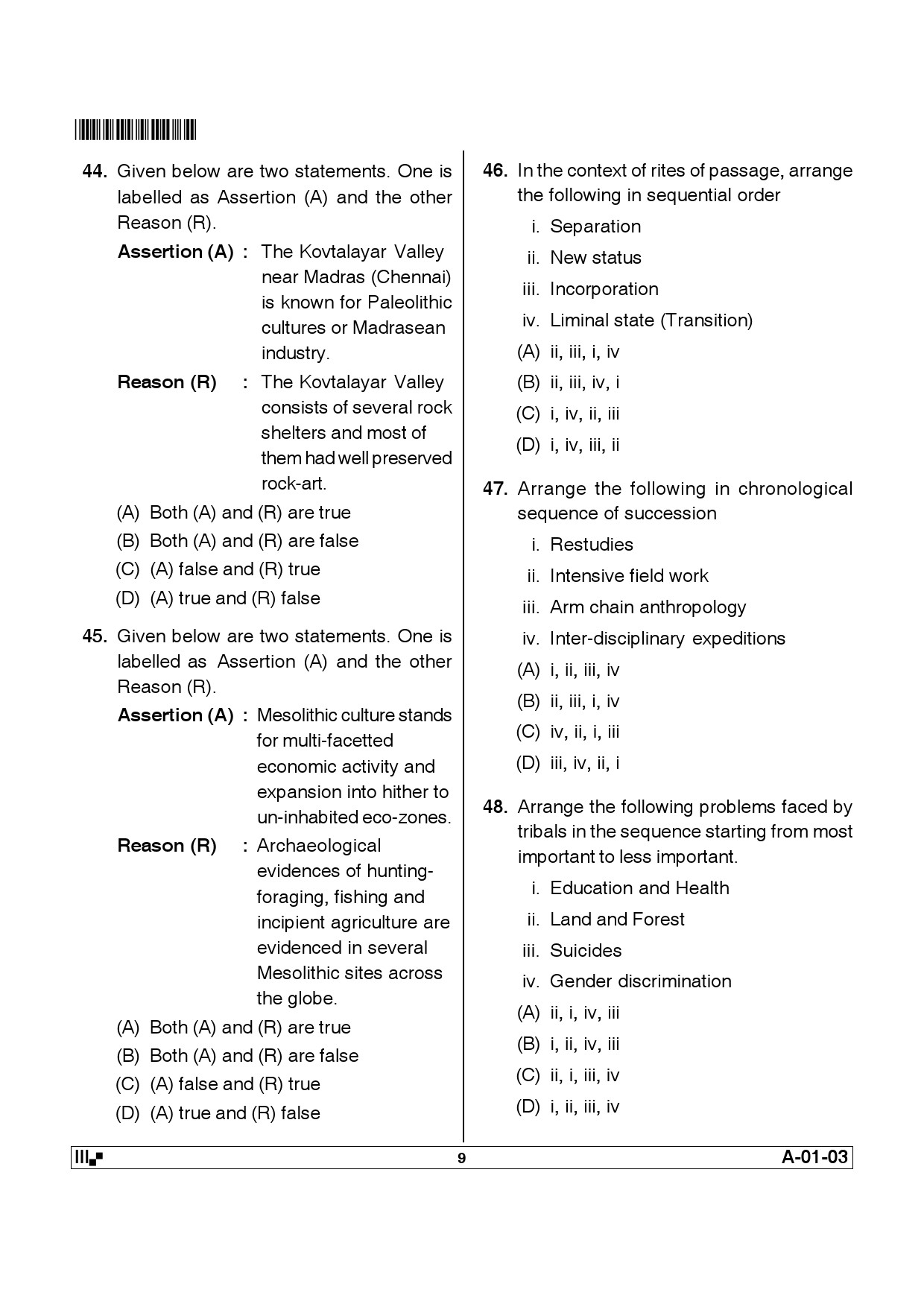 Telangana SET Anthropology 2012 Question Paper III 8