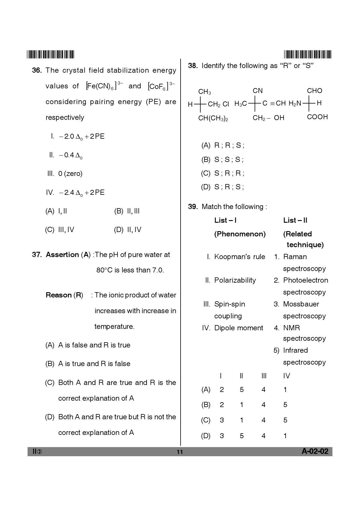 Telangana SET Chemical Sciences 2012 Question Paper II 10