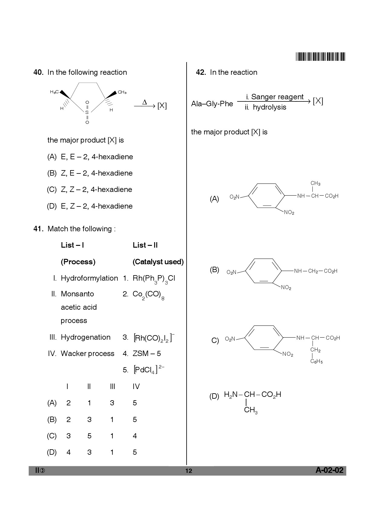 Telangana SET Chemical Sciences 2012 Question Paper II 11