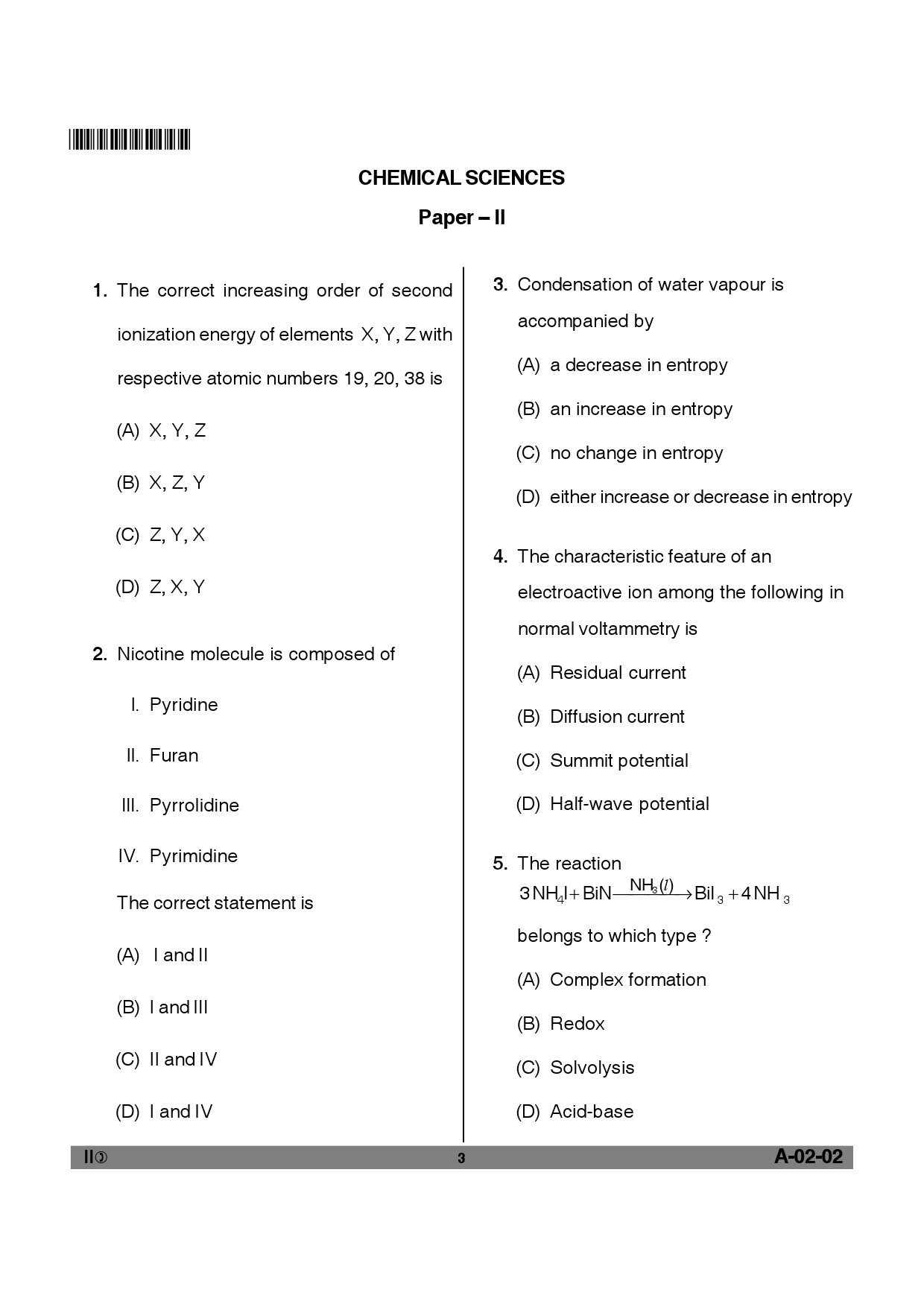 Telangana SET Chemical Sciences 2012 Question Paper II 2