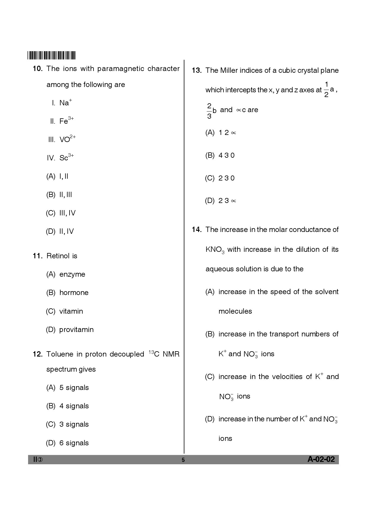 Telangana SET Chemical Sciences 2012 Question Paper II 4