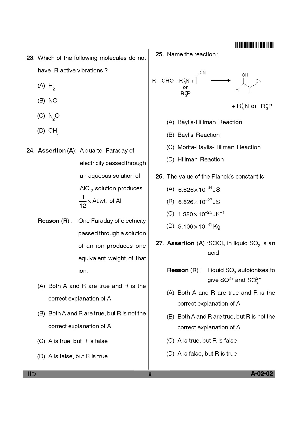 Telangana SET Chemical Sciences 2012 Question Paper II 7