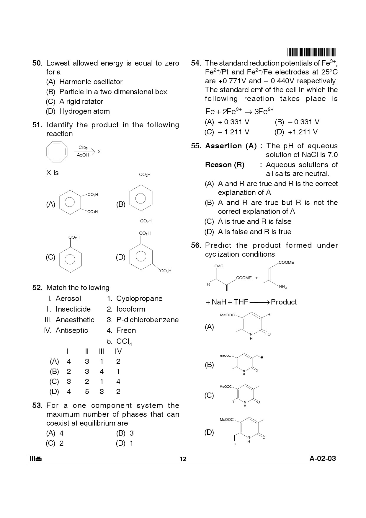 Telangana SET Chemical Sciences 2012 Question Paper III 11