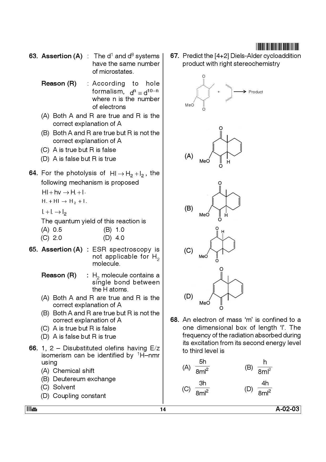 Telangana SET Chemical Sciences 2012 Question Paper III 13